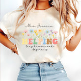 Personaized Teacher Name Windflower T-shirt, Back to school Women Teach Them Love Them Watch Them Grow Teacher Shirts