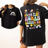 Custom Teacher Name Dear Tiny Human Behind Me T-shirt, Back to school Teacher Shirts, gift for her