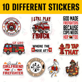 10PCS Firefighter Thin Red Line Stickers 3in, Fire Department Truck Rescue for Laptop, Water Bottles, Helmet, Skateboard for Firefighters
