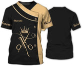 Personalized Barber Shop Women's T-Shirt, Hairdresser Uniform, 3D Barber Shirts