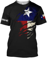 Personalized Name Texas Flag, Texas Proud Shirt for Men, Texas Shirts 3D Unisex Shirt for Men Women Adult Size S-5XL