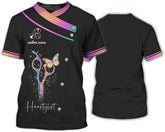 Personalized Barber Shop Women's T-Shirt, Hairdresser Uniform, 3D Barber Shirts
