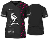 Personalized Barber Shop Women's T-Shirt, Hairdresser Uniform, 3D Barber Shirts