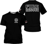 Personalized Name Firefighter Patriotic Thin Red Line Firefighter USA Flag T Shirts for Men and Women Full Size S-5XL
