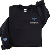 Intenprints Personalized Nurse Embroidered Sweatshirt for Women, Custom Registered Nurse Shirt, CNA Shirt, Nursing Sweatshirt