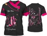 Personalized Barber Shop Women's T-Shirt, Hairdresser Uniform, 3D Barber Shirts