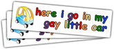 3 Pcs Here I Go in My Gay Little Car Sticker – Funny LGBTQ+ Meme Bumper Sticker Vinyl Waterproof Decal for Laptop, Water Bottle, Phone, Car, Helmet, Notebook, Window – 5 Inch Cute Queer Humor Pack