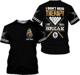 AOVL Personalized Billiard Shirts 3D Billiard Shirt Custom Billiard Flag Shirt Men's Pool Billiards Shirt 8 Ball Men Women