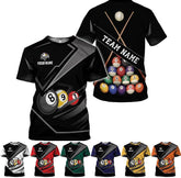 AOVL Personalized Billiard Shirts 3D Billiard Shirt Custom Billiard Flag Shirt Men's Pool Billiards Shirt 8 Ball Men Women