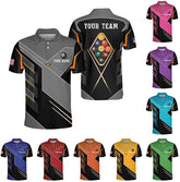 MoonArt Personalized Billiard Polo Shirts, Billiards Shirts for Men, Pool Shirts, 3D Billiards 8 Ball Pool, Billiard Team