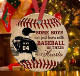 TinoShop Personalized Some Boys with Baseball in Their Hearts Circle Ornament Ceramic Ornaments Christmas Tree Hanging Pine Tree Decorations, Multi-colored