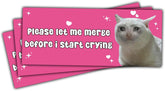 3 Pcs Please Let Me Merge Before I Start Crying Sticker, Let Me Merge Funny Bumper Stickers, Girly Car Decals - Vinyl Sticker 3 Inches for Water Bottles Laptop Phone Car Window Helmet