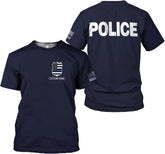 Personalized Name Police USA Flag Patriotic Police T-Shirt, Custom Name Police T Shirts for Men and Women Full Size S-5XL (US, Alpha, Small, 5X-Large, Regular, Regular, Blue2)