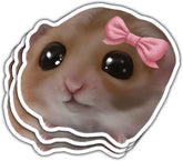 3PCS Sad Hamster Funny Big-Eyed Rodent Meme 3" Sticker, Cute Hamster Sticker, Sad Animal Decal for Car, Laptop, Water Bottle, Phone
