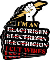 3 Pcs I'm an Electrician I Cut Wires Sticker, Im an Electrician I Cut Wires Stickers Lineman Welder Builder Super Electric Sticker Hard Hat Stickers for Laptop Bottle Phone Car Helmet 3"