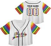 AOVL LGBT Pride Crop Top Baseball Jersey Custom Rainbow Custom Shirt Month Love is Love Equality Gay Clothing Flag Jersey