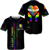 Mostprints Personalized Name LGBT Pride Baseball Jersey, LGBT Shirts, Pride Clothing, Personalized LGBT Baseball Jersey Shirt
