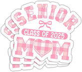 (3Pcs) Senior Mom Class of 2025 Sticker, Senior Mom Pink Ribbon Sticker, Grad Bumper Sticker Decal, Graduation Sticker, 2025 Senior Sticker - Sticker For Laptop Water Bottle Phone Car Window Helmet 3"