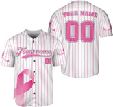 Custom Breast Cancer Jersey, Pink Ribbon Baseball Jersey, Breast Cancer Awareness Tshirt for Women Survivor Pink Ribbon Gifts