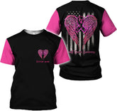 Vybonz Personalized Name Breast Cancer Awareness 3D Tshirt Pink Ribbon Cancer Shirt for Team, Mom, Women October We Wear Pink