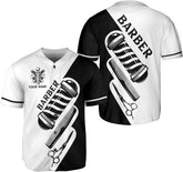 Custom Barber Shop Baseball Jersey Personalized Name Barber Shirt 3D for Men Women Hairdresser Shop Gift Scissors Pole Shirts