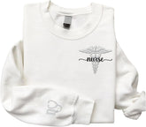 AOVL Personalized Embroidered Nurse Sweatshirt Women Nurse Sweatshirt Embroidered Sweatshirt For Nurse Nurse Shirts Gift