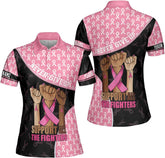 Podagree Personalized Breast Cancer 3D Polo Shirt, Pink Ribbon Awareness Polo, Survivor Pride Shirt Breast Cancer Tshirt