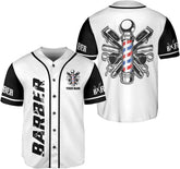 Custom Barber Shop Baseball Jersey Personalized Name Barber Shirt 3D for Men Women Hairdresser Shop Gift Scissors Pole Shirts