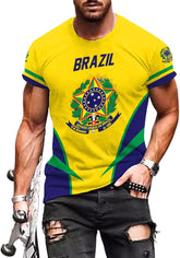 Personalized Brazil Brazilian Flag Brasil Bandera Bandeira T-Shirt Brazil Football Soccer 3D Shirts Gift for Men Women