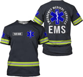Vybonz Personalized Emergency Medical Technician, Custom Name Tshirt 3D EMT Shirts Paramedic Unisex Tshirts 3D for Men Women