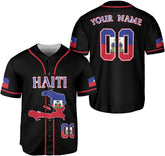 Ligthuy Personalized Name Haiti Baseball Jersey, Customized Haitian Baseball Jerseys for Men Women Haitian Flag Shirt 3D