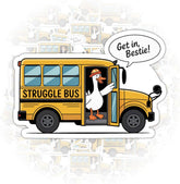 3PCS Struggle Bus 3" Sticker Gifts, Funny Get in Bestie Struggle Bus Quote Vinyl Decal Waterproof for Laptop, Water Bottle, Journal, Tumbler, Hard Hat, Gift for Coworkers
