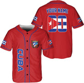 Podagree Personalized Cuba Baseball Shirt, Cuban Flag Jersey for Men and Women