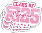 (3Pcs) Senior 2025 Stickers, Class Of 2025 Vinyl Sticker, Glitter Pink Senior Sticker, Graduation Bumper Sticker Decal, 2025 Senior Sticker - Sticker For Laptop Water Bottle Phone Car Window Helmet 3"