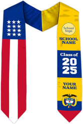Pretyprints Colombians Graduation Sash, Custom Colombians American Flag Graduation Sash 2025, Colombia Graduation Stole