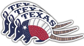 (3Pcs) Cute Armadillo Texas Sticker, Lone Star Texas Flag Decal, El Paso Houston Dallas San Antonio TX for Cars Trucks Vans Bumper Windows Waterbottles Laptops 3"x3"