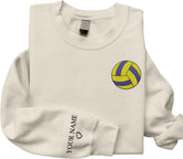 Intenprints Personalized Volleyball Embroidered Sweatshirt for Women, Volleyball Mom Long Sleeve Crewneck Sweatshirt