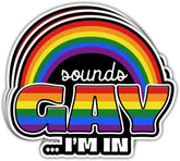 3Pcs Sounds Gay I'm in Sticker Funny LGBTQ Rainbow Flag Sticker Inclusion Matters Gay Pride Love Equality Rights Stickers Sounds Gay Im in LGBT Decal for Laptop Bottle Phone Car Hard Hat 3"x3"