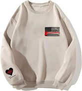 Suseaz Personalized Firefighter Wife Sweatshirt, Proud Fire Wife Sweatshirt, Fire Wife Hoodie, Fire Wife Gift, American Flag