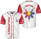 Leprints Personalized Philippines Baseball Jersey, Filipino Flag Baseball Jersey, Philippines Shirts, Philippines Flag Shirt