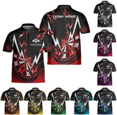 Personalized Bowling Jersey Darts Shirts, Dartboard Jersey Shirt Dart Shirts for Team, Dart League Bowler Zipper Jersey Shirt
