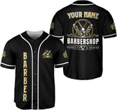Personalized Barber Baseball Jersey 3D Scissors Pole Shirt for Unisex Hairdresser Gift Outfit Hairdresser Razors Gift