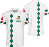 AOVL Personalized Mexico Polo Shirt 3D Mexico Shirts for Men Mexican Flag Gifts Unisex 3D Mexico Coat of Arms Polo 3D Gift