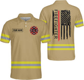 Firefighter Polo Shirts Men Custom Fire Polo Shirt Thin Red Line Gift for Firefighter 3D Shirts Polo Red Fire and Rescue Polo