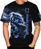 Custom Trucker 3D Shirt, US Flag Truck Driver T-Shirt Trucking Shirt for Men Trucker Big Rig Semi-Trailer Truck Driver Gifts