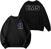 Personalized EMT EMS Paramedic Thin White Line Embroidered Sweatshirt, EMT Student, EMT Future, Medical Worker (Cotton, SS136)