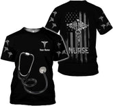 Woseprints Personalized Name 3D Nurse Shirts, Emergency Nurse T-Shirt Gifts