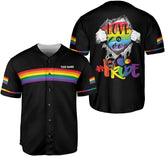AOVL Personalized LGBT Pride Baseball Jersey Pride Hand LGBT Flag Jersey Rainbow Les Gay Shirts LGBT Pride Month Jerseys