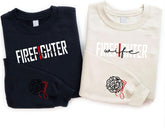 Suseaz Personalized Firefighter Wife Sweatshirt, Proud Fire Wife Sweatshirt, Fire Wife Hoodie, Fire Wife Gift, American Flag