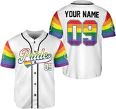 AOVL LGBT Pride Baseball Jersey Custom Rainbow Custom Shirt Month Love is Love Equality Gay Clothing Flag Jersey Team Name